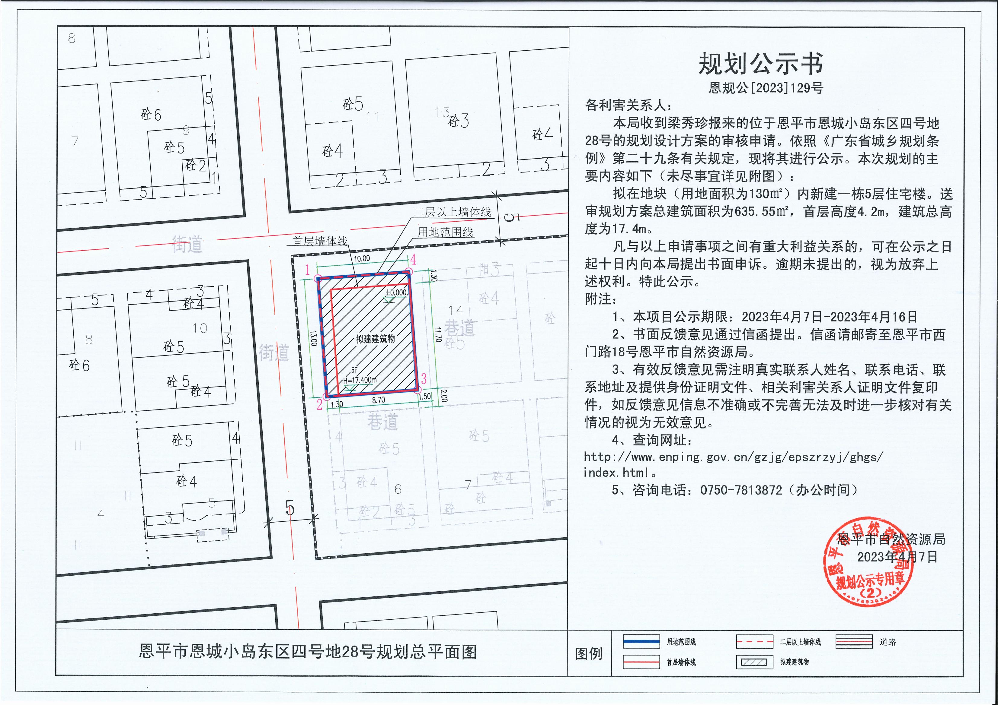 129.關(guān)于恩平市恩城小島東區(qū)四號地28號（梁秀珍）的規(guī)劃公示書_00.jpg