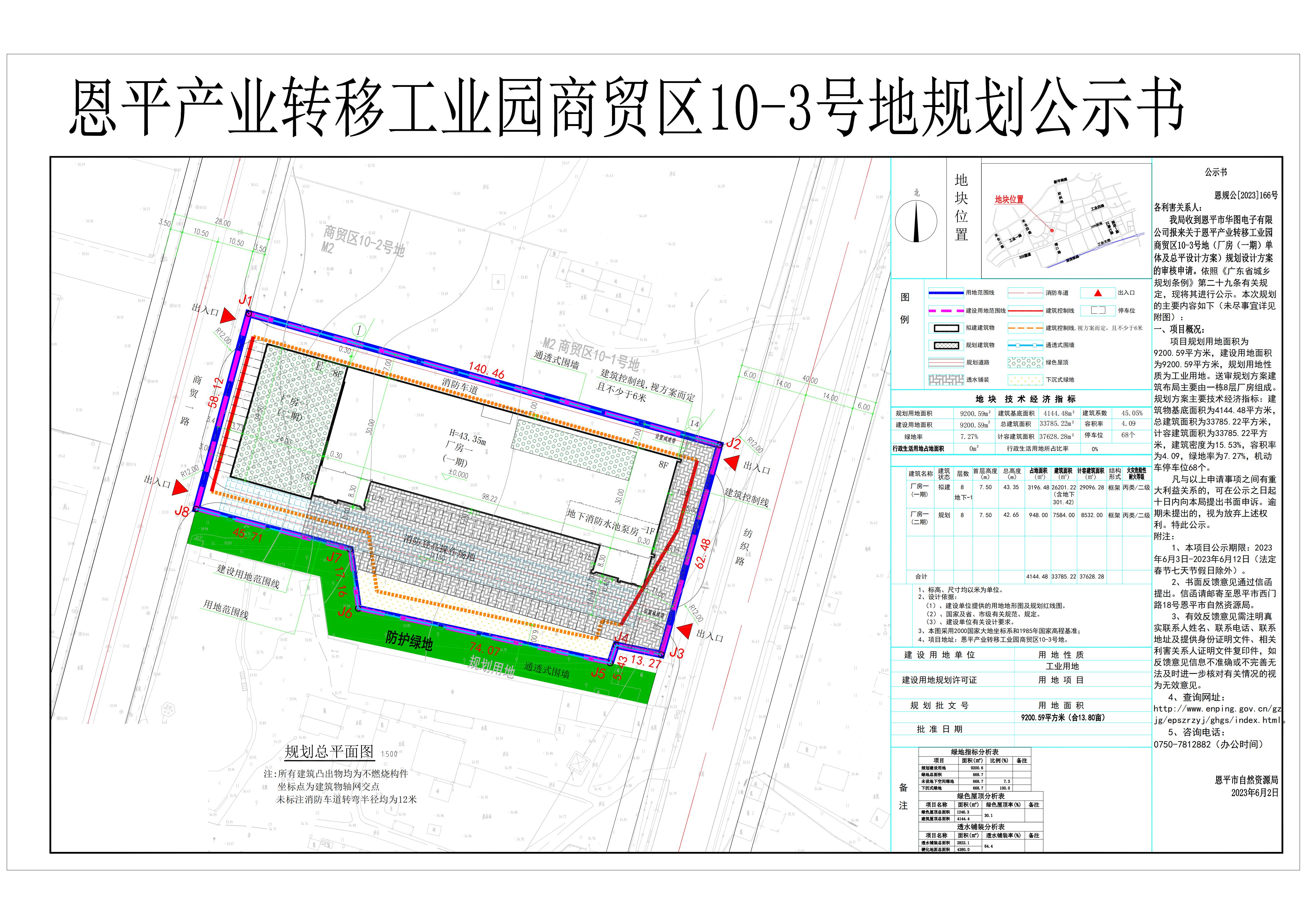關于恩平產(chǎn)業(yè)轉移工業(yè)園商貿(mào)區(qū)10-3號地（恩平市華圖電子有限公司）廠房（一期）單體及總平設計方案的公示_00.jpg