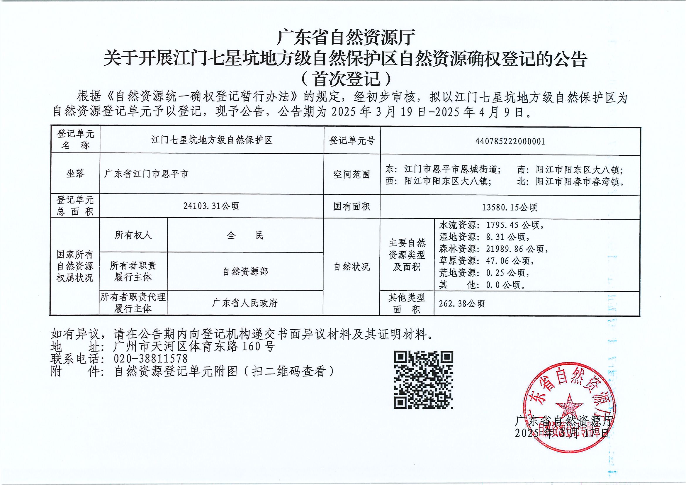 廣東省自然資源廳關(guān)于開展江門七星坑地方級(jí)自然保護(hù)區(qū)自然資源確權(quán)登記的公告（首次公告）.jpg